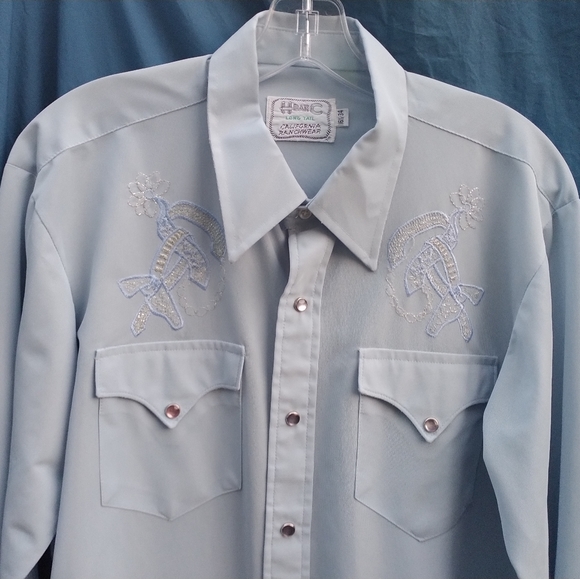 H Bar C Vintage 3piece Pinstripe Western Suit (Pearl Snap Shirt, Blazer, Slacks) - Picture 5 of 16